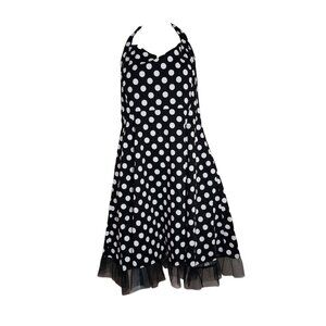Oten Dress Womens Plus Size 2XL Black White Polka Dot Pin Up‎ Retro Halter NWT